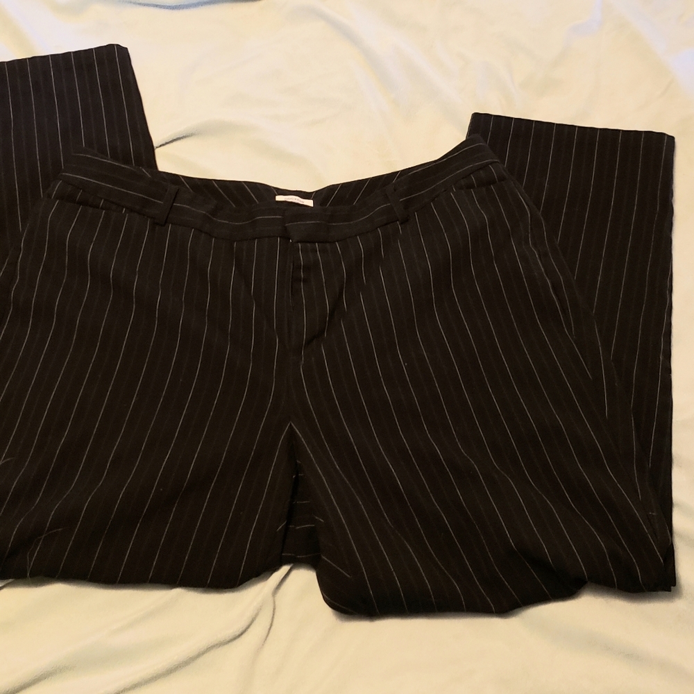 Dockers Womens Wide Leg Pinstripe Black  Slacks